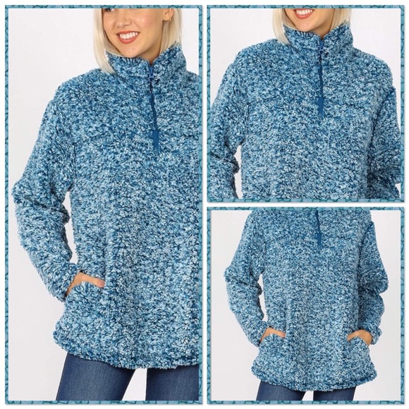Zenana Outfitters Sweaters - Soft Shearling Turtleneck Zip Up Pullover Sherpa